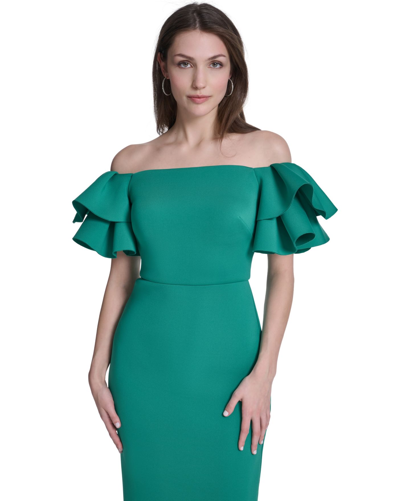 Женское платье Eliza J Off-The-Shoulder Sheath, цвет: Зелёный — фото 3