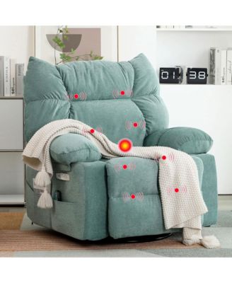 Swivel Power Recliner, Rocking Glider Chair with Massage & Heat