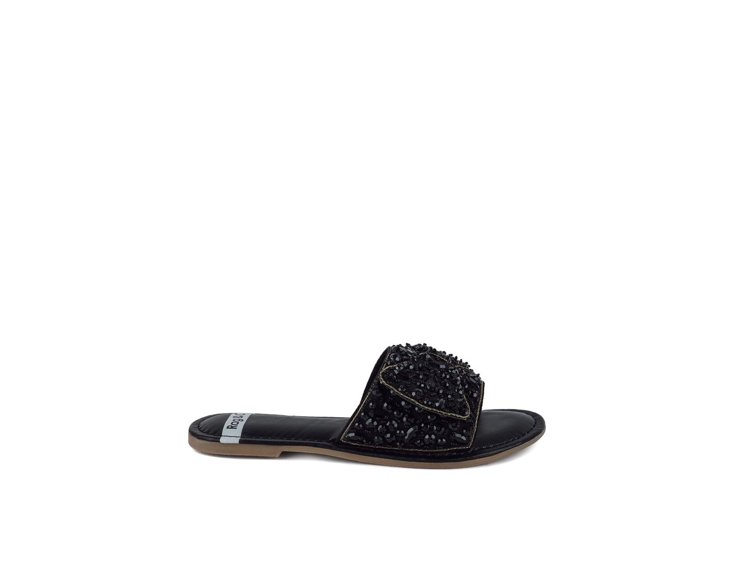 Женские балетки Rag & Co Pipa Big Bow Beaded Flats, цвет: Чёрный — фото 4