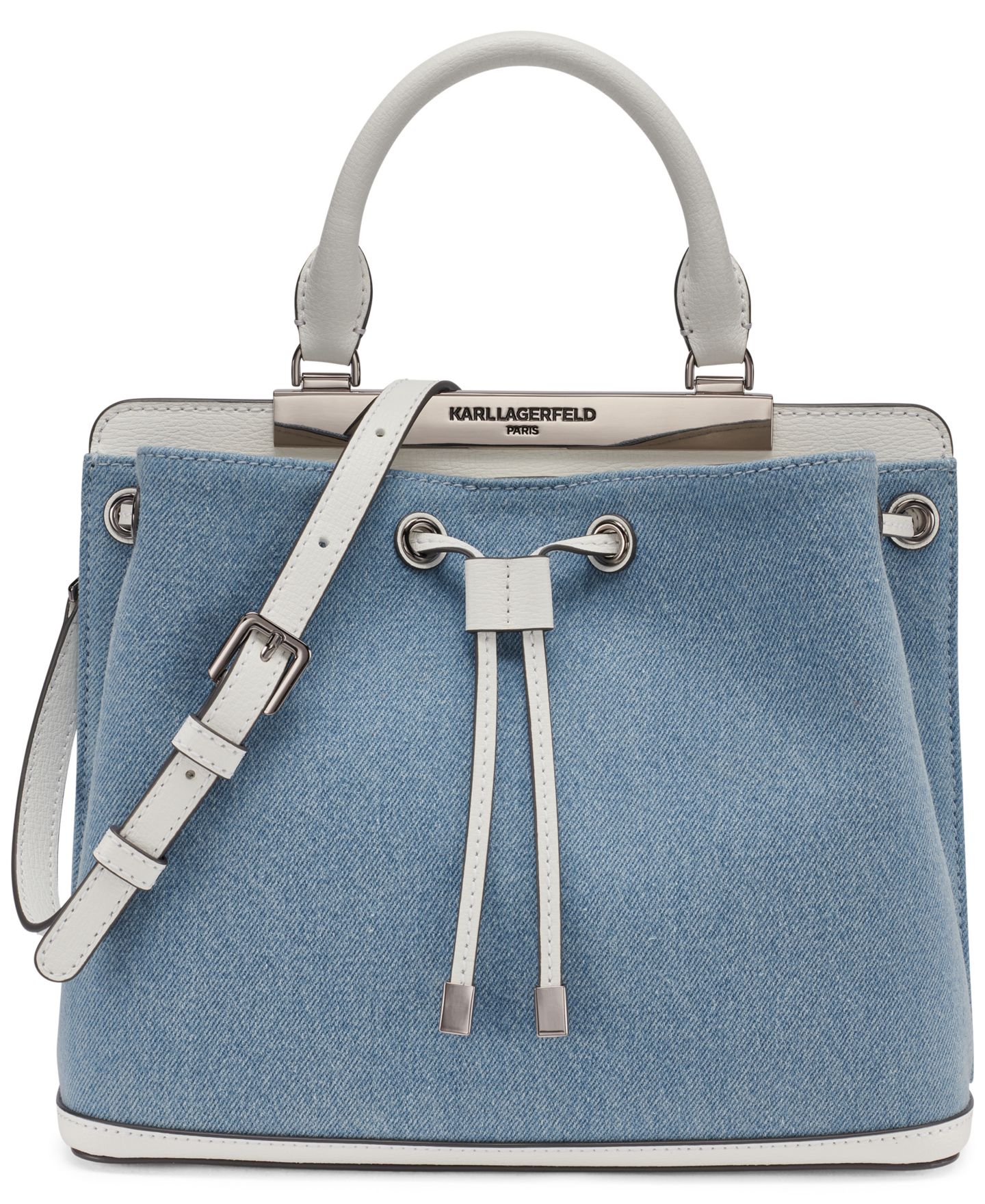 Женская сумка KARL LAGERFELD PARIS Evelina Small Bucket Handbag, цвет: Джинсовый — фото 1