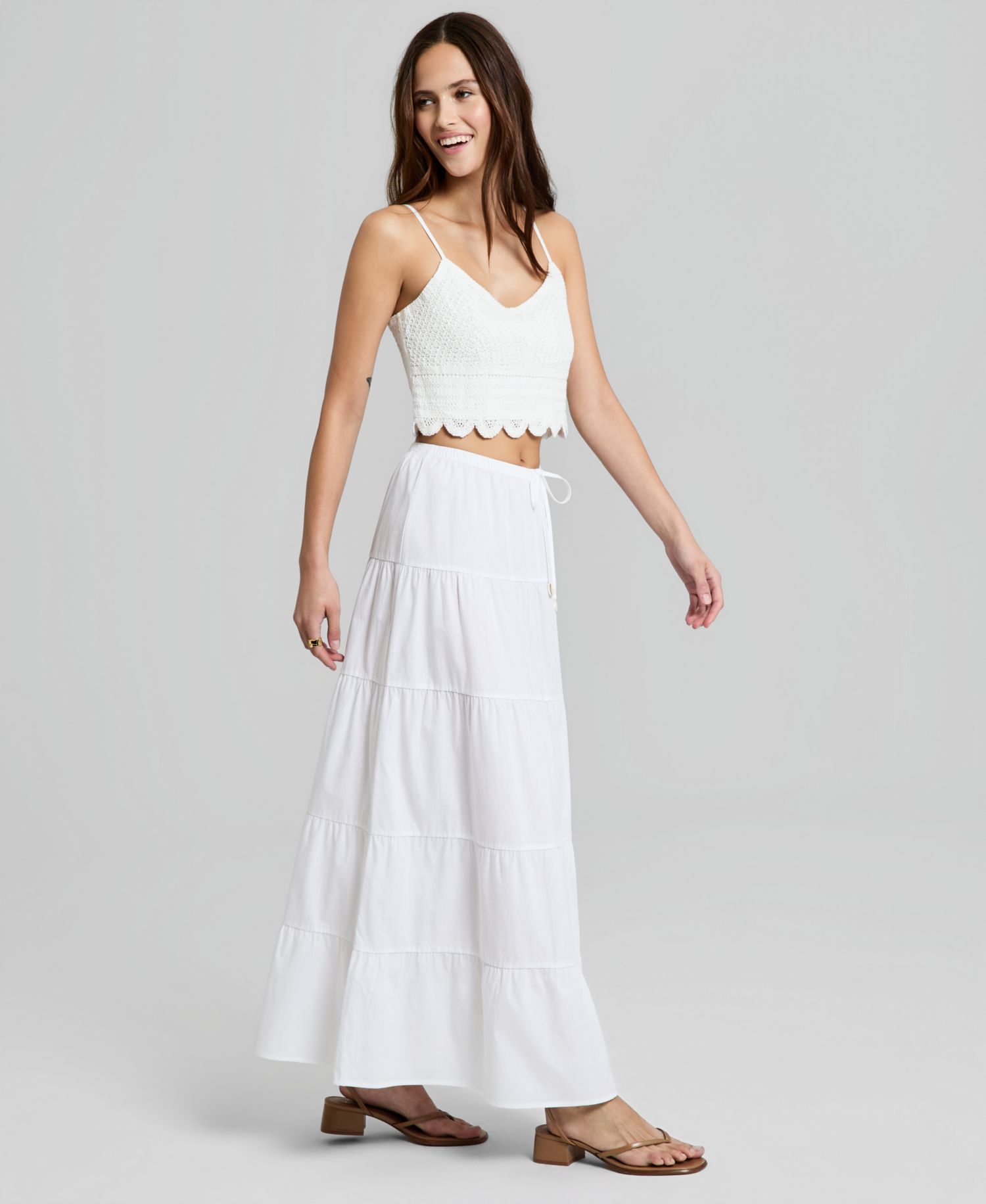 Women's Cotton Tiered Pull-On Maxi Skirt