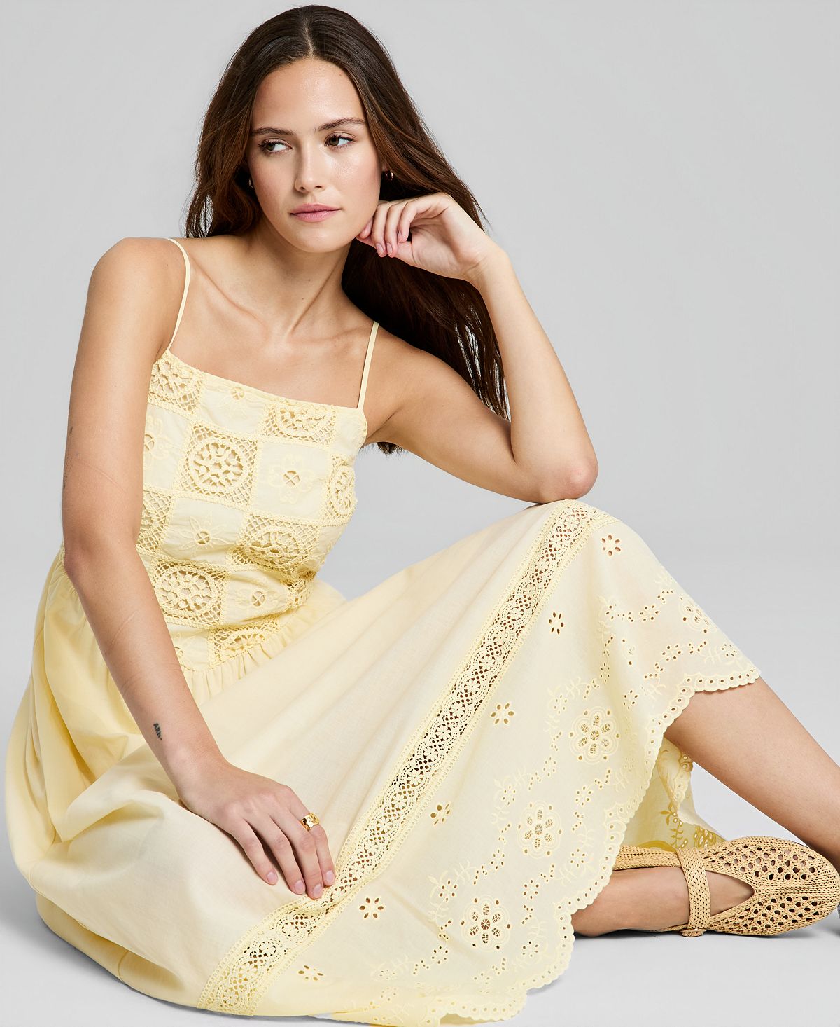 And Now This Women's Cotton Patchwork Top Maxi Dress, Macy's Exclusive view 2 — MAYCSS fashion products