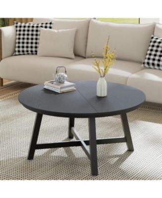 36" Large Round Coffee Table with Thickened Legs and Adjustable Feet