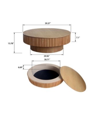 Round Wood Coffee Table with Storage
