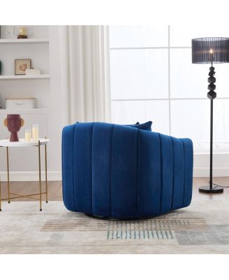 Upholstered 360° Swivel Accent Barrel Chair and Half Cozy Sofa with 3 Pillows