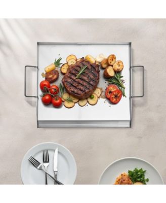 18 x 16 Inch Stainless Steel Griddle Plate for Gas Grill with Handles