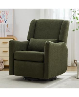 Linen Wingback Swivel Rocker Recliner Chair