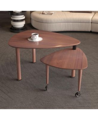 360 Rotatable Coffee Table for Living Room, Solid Wood Legs, Modern Apartment Furniture