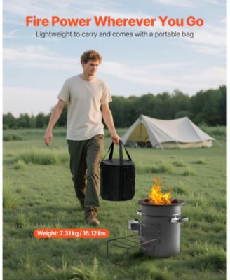 Portable SPCC Steel Camping Rocket Stove with Carry Bag, Double Door
