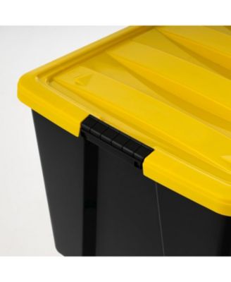 USA 72 Qt Plastic Storage Bins Stackable with Latching Lids, BPA-Free, Durable Nestable Containers, 6-Pack
