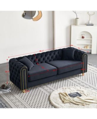 86" Modern Tufted Sofa with Toss Pillows