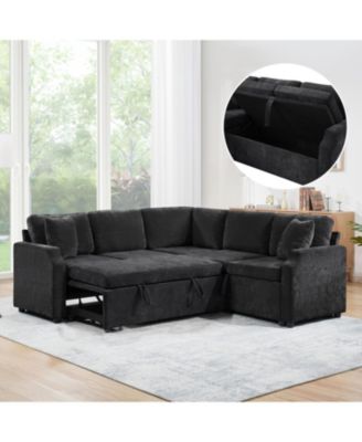 L-Shaped Sectional Sofa Bed with Hidden Storage and Sleeper Function