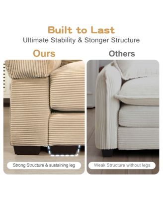 Oversized Cloud Modular Sectional Couch, Corduroy, Ottoman, Chaise