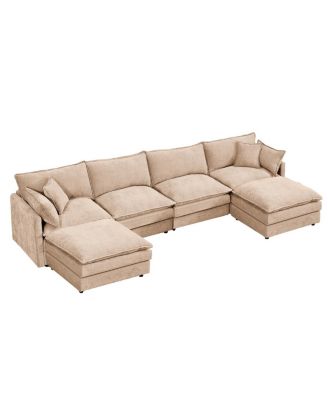 Modular Sectional Sofa, 130.7" U Shaped Couch Set, 4-Seater Comfy Cloud Couches