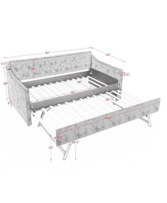 Twin Upholstery DayBed with Pop-up Trundle & USB Charging