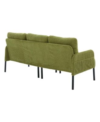 Oversized Corduroy Loveseat Sofa with Metal Legs & Side Pockets