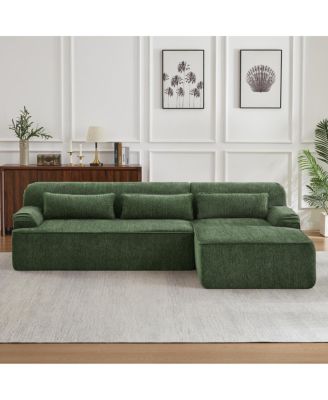  Chenille L-Shape Luxury Sectional Sofa, Minimalist Design, Comfy Sleeper Couch