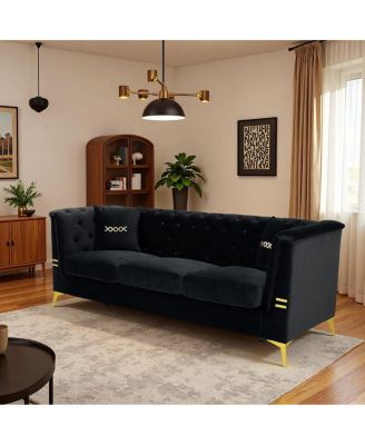Contemporary Faux Sherpa Sofa with Gold Metal Accents