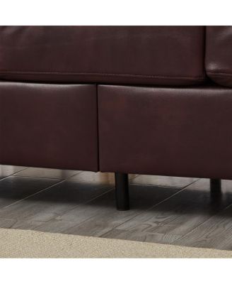 Modern 3-Seater & Loveseat Faux Leather Sofa with Storage