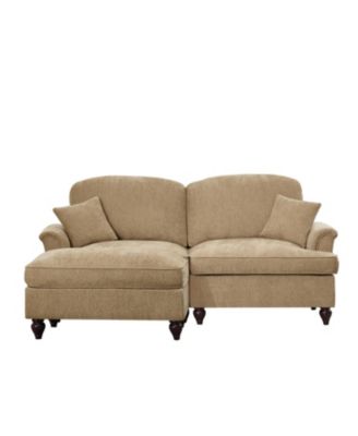 Mid Century Modular L-Shaped Sofa, Chenille, Ottoman, Light Coffee