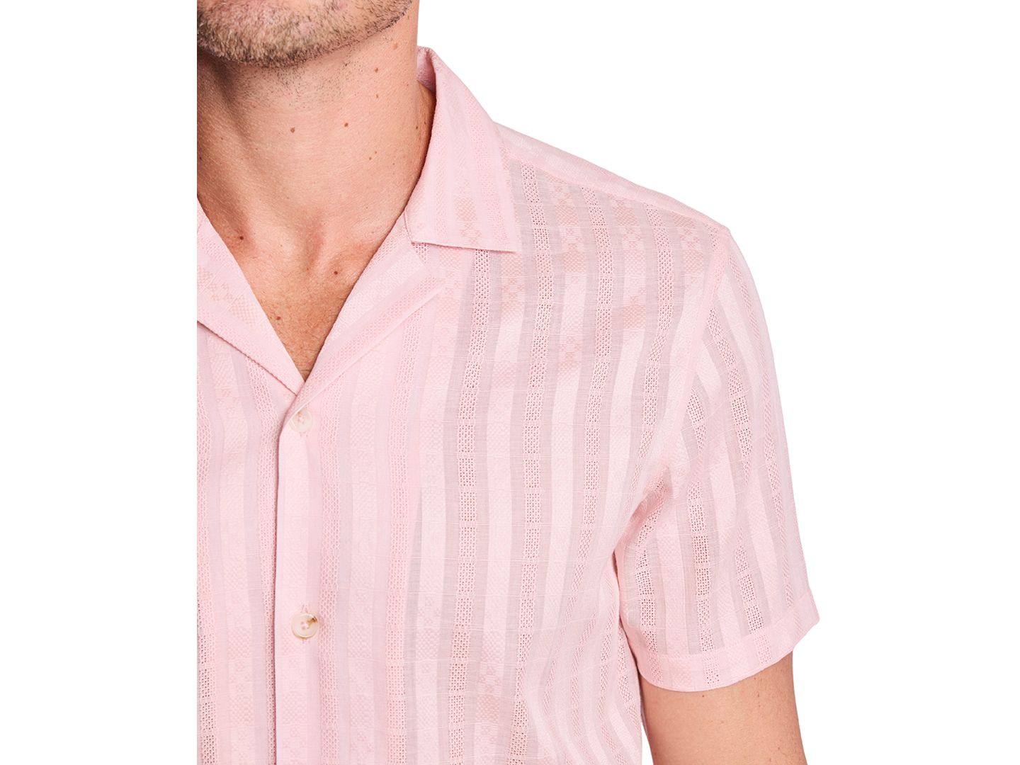 Мужская рубашка Paisley & Gray Striped Camp Collar, цвет: Розовый — фото 4