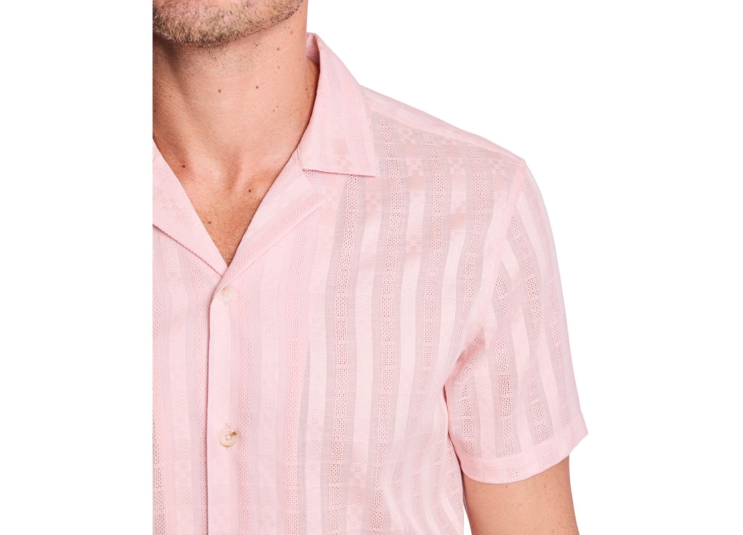 Men's Striped Camp Collar Shirt
