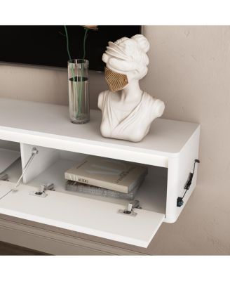 Floating TV Stand with LED Lights & Power Outlet