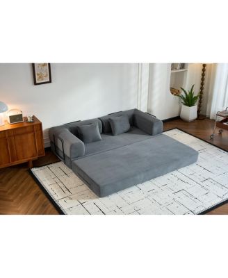Convertible Corduroy Sleeper Sofa Bed with Pillow