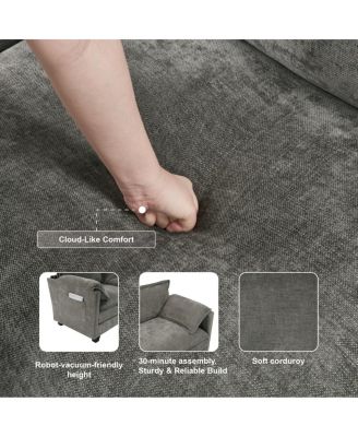 L-shaped sofa with storage, cotton-linen velvet, 3-seater, living room/office