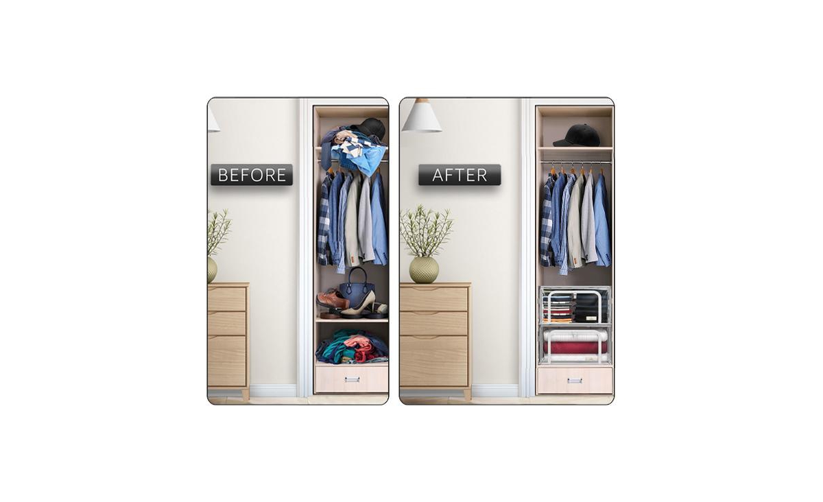 Sorbus Foldable Clear Plastic Storage Bags with Metal Frame & Carry Handles for Bedding Linen & Clothing