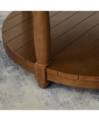 Large Tufted Linen Ottoman Coffee Table with Wood Shelf