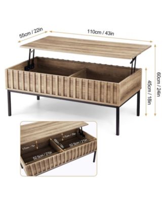 Mid-Century Modern Lift-Top Extendable Coffee Table with Hidden Compartment