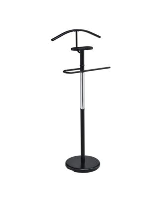 Modern Freestanding Valet Stand, Metal Suit Rack with Jacket Hanger, Trouser Bar, Tie Holder & Accessory Tray