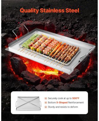 23 x 16 Inch Stainless Steel Griddle Plate for Gas Grill with Handles