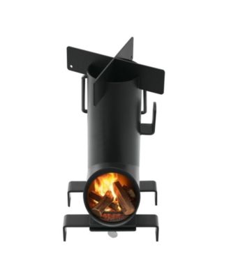 Portable Wood Burning Rocket Stove with Carry Bag, Carbon Steel Camping Cooking Stove