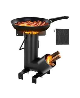 Portable Wood Burning Rocket Stove with Carry Bag, Carbon Steel Camping Cooking Stove