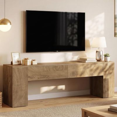 63 Inch TV Stand with Drawers, TV Console for TVs up to 70 Inch, Modern Entertainment Center with 2 Storage Drawers, Media Console