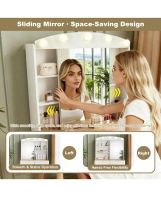 Vanity Desk with Lighted Mirror, Storage & Drawers