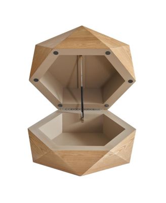 Retro Polygon Flip Top Coffee Table with Hidden Storage.