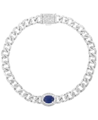 Sapphire (2-1/3 ct. t.w.) & Diamond (1/8 ct. t.w.) Bracelet in Sterling Silver