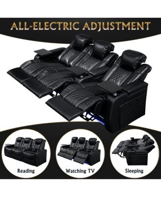Streamdale 93.3" Power Recliner 3 PC, Top-Grain Nappa, Smart Charging, RGB LED