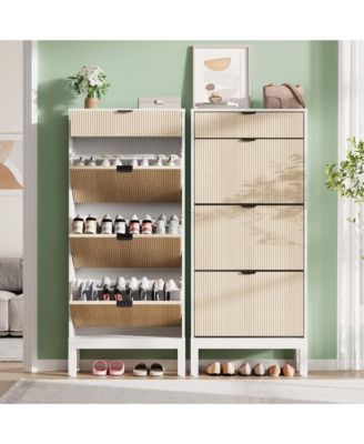 Shoe Storage Cabinet for Entryway with 3 Flip Drawers, Modern Shoe Rack with Metal Legs, Freestanding Narrow Slim Shoe Organizer