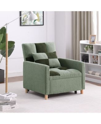 Convertible Sleeper Sofa Chair Bed with Pillow, Teddy Fabric