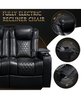  62.2" Power Recliner 2 PC, Top-Grain Nappa, Smart Charging, RGB LED