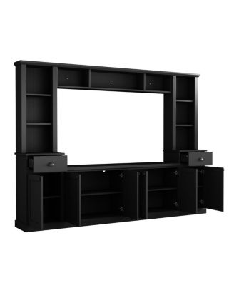 Minimalist Entertainment Wall Unit Set with Bridge for TVs Up to 75"