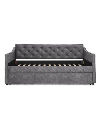 Twin Upholstery DayBed with Pop-up Trundle & USB Charging