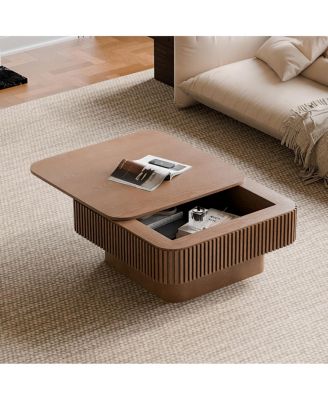 Walnut Square Coffee Table with Storage