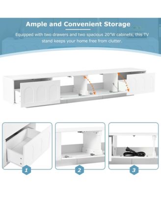Storage Cabinet TV Stand with Fluted tempered Glass Doors