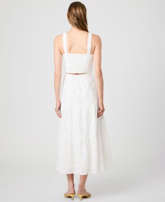 Women's Square-Neck Floral Eyelet Crop Top