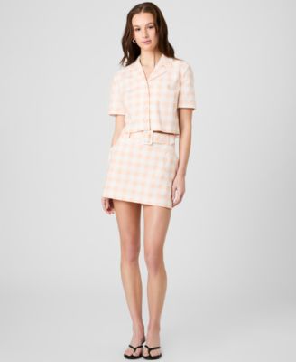 Women's Collared Gingham Crop Shirt